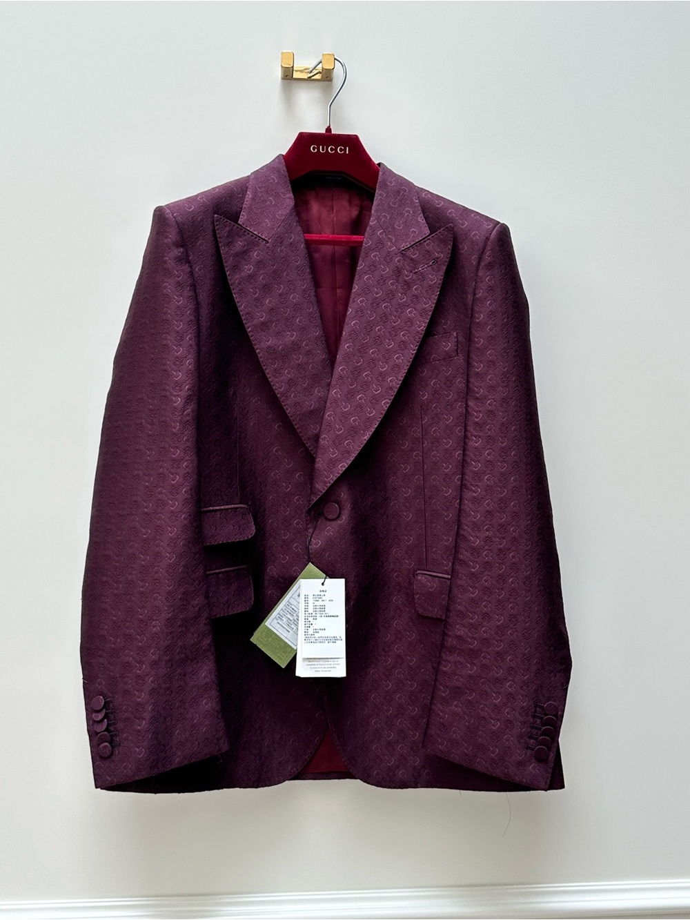 Gucci Men's Deep Plum Jacquard Single-Breasted Blazer